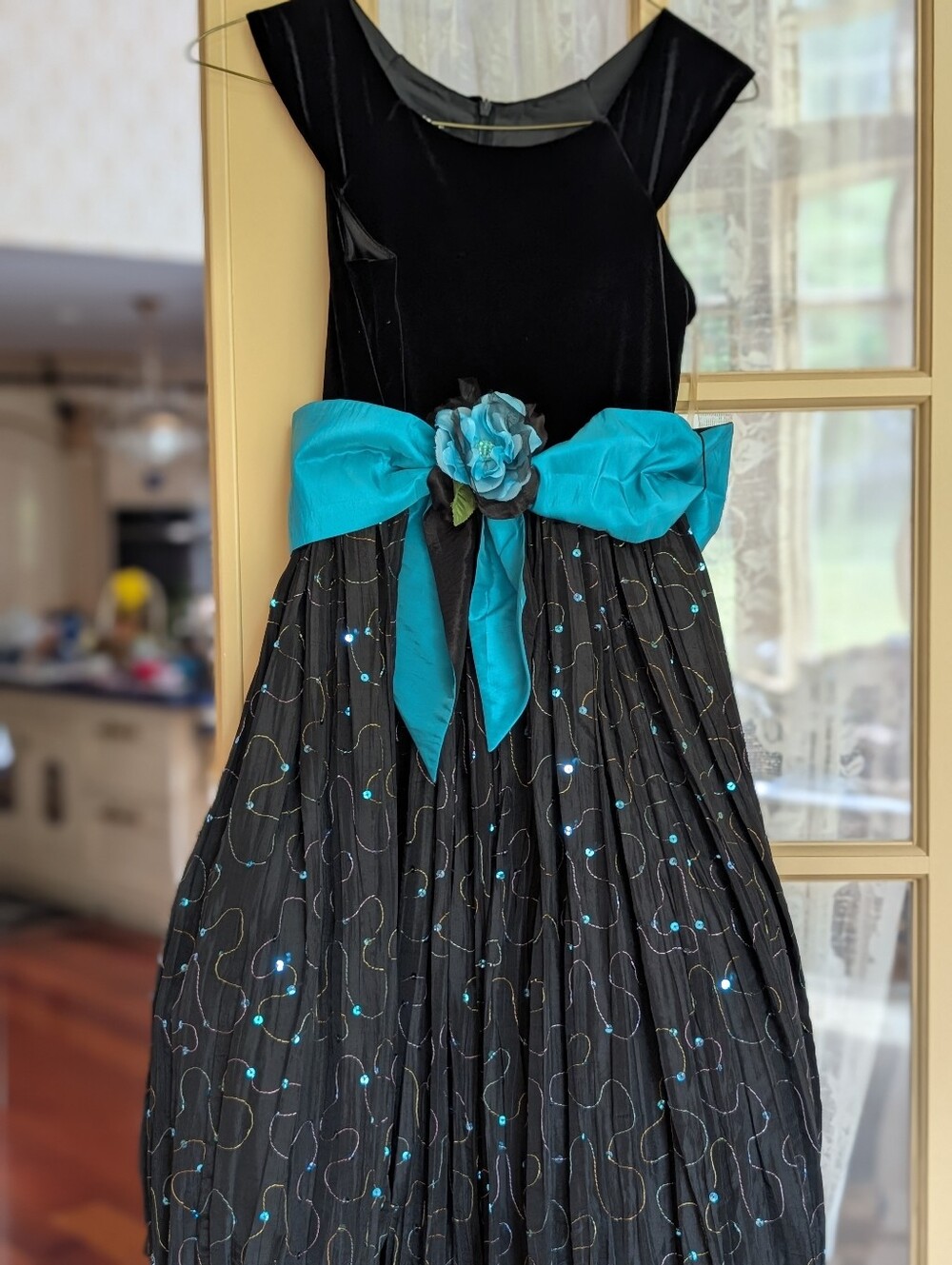 Emily West Black Dress with Silver Label Detail